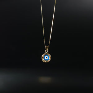 Circle With Eye and CZ Stones - Hamsa Pendant - Charlie & Co. Jewelry