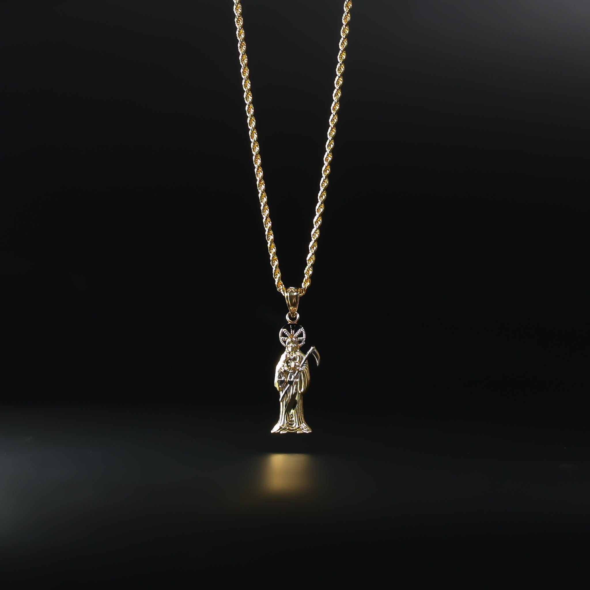 Gold 2 Colors Santa Muerte/Devil Pendant Model-98 - Charlie & Co. Jewelry