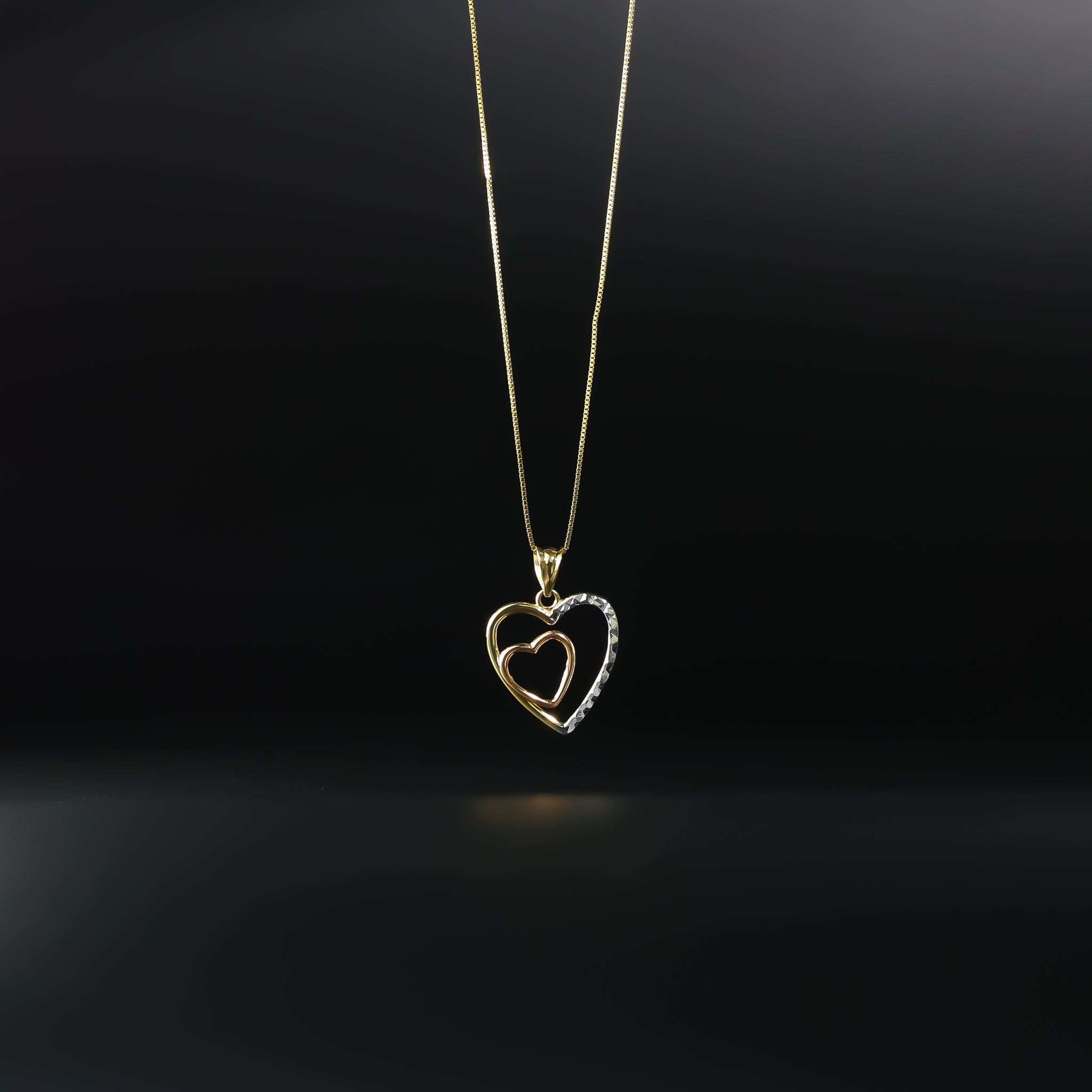 Gold Double Heart Pendant Model-PT2544 - Charlie & Co. Jewelry