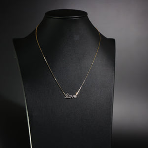 14K Dainty Gold Love Necklace Model-NK0216 - Charlie & Co. Jewelry