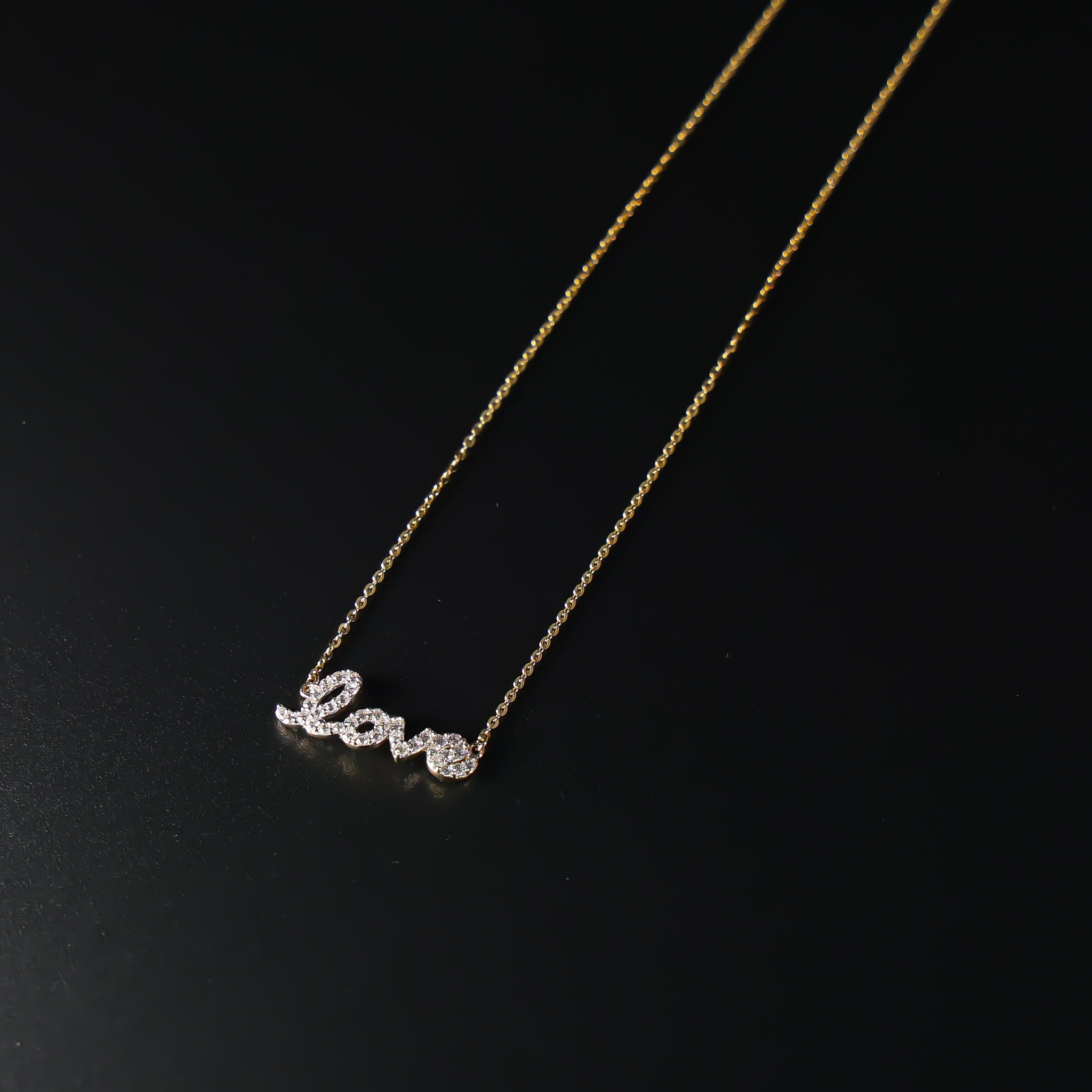 14K Dainty Gold Love Necklace Model-NK0216 - Charlie & Co. Jewelry