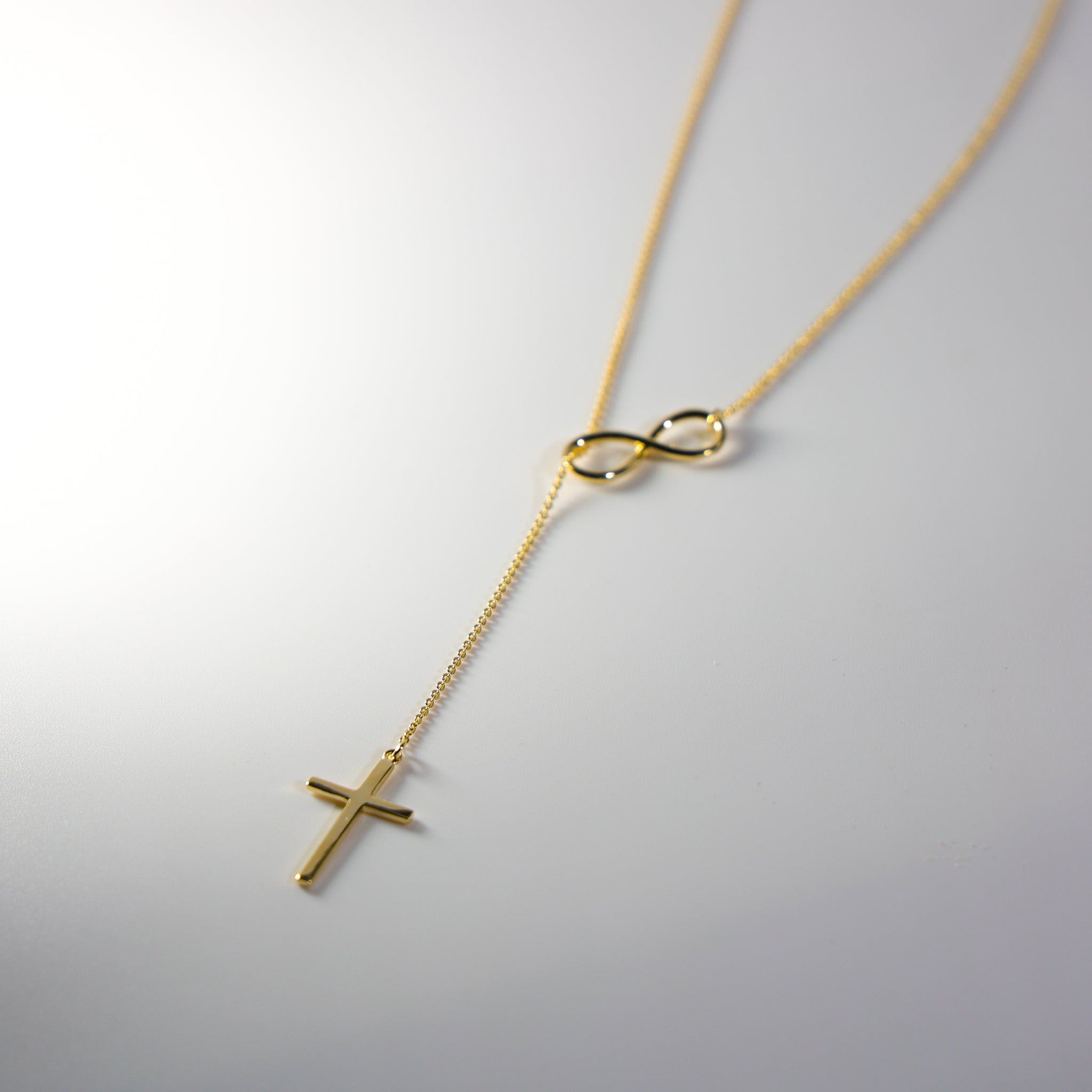 Pave-Set Diamond Infinity Cross Pendant in 14K Yellow Gold – FANCI.ME
