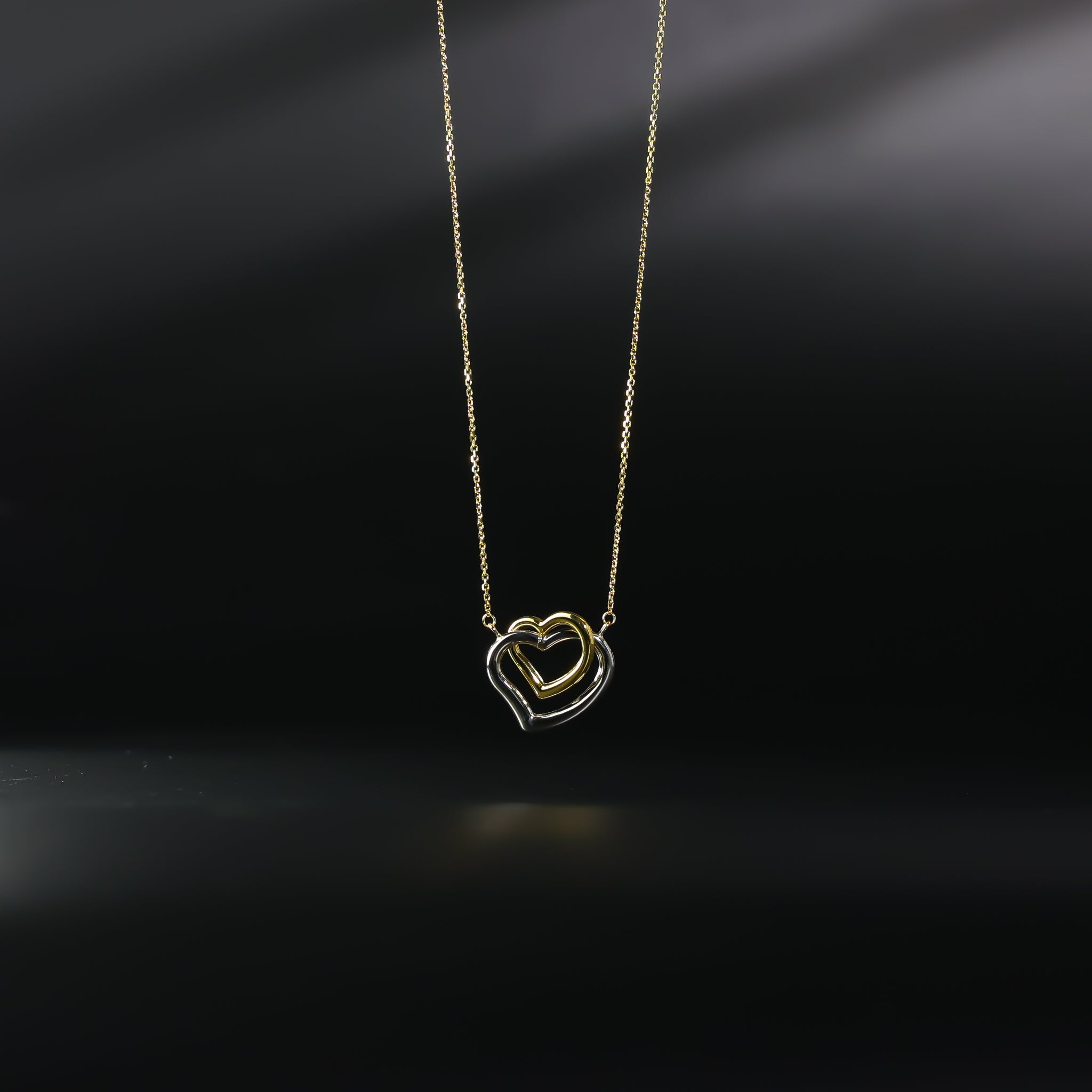 Gold Double Heart Necklace Model-NK0149 - Charlie & Co. Jewelry