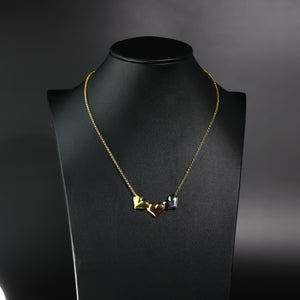 Gold Three Hearts Necklace Model-NK0069 - Charlie & Co. Jewelry