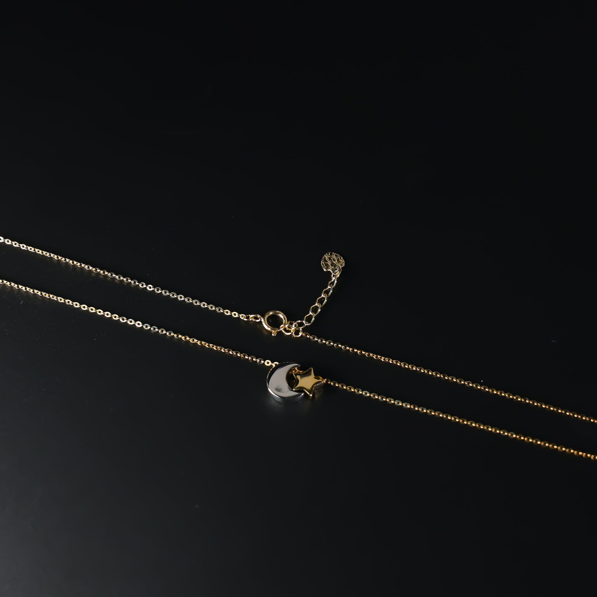 14K Gold Moon and Star Necklace Model-NK0224 - Charlie & Co. Jewelry