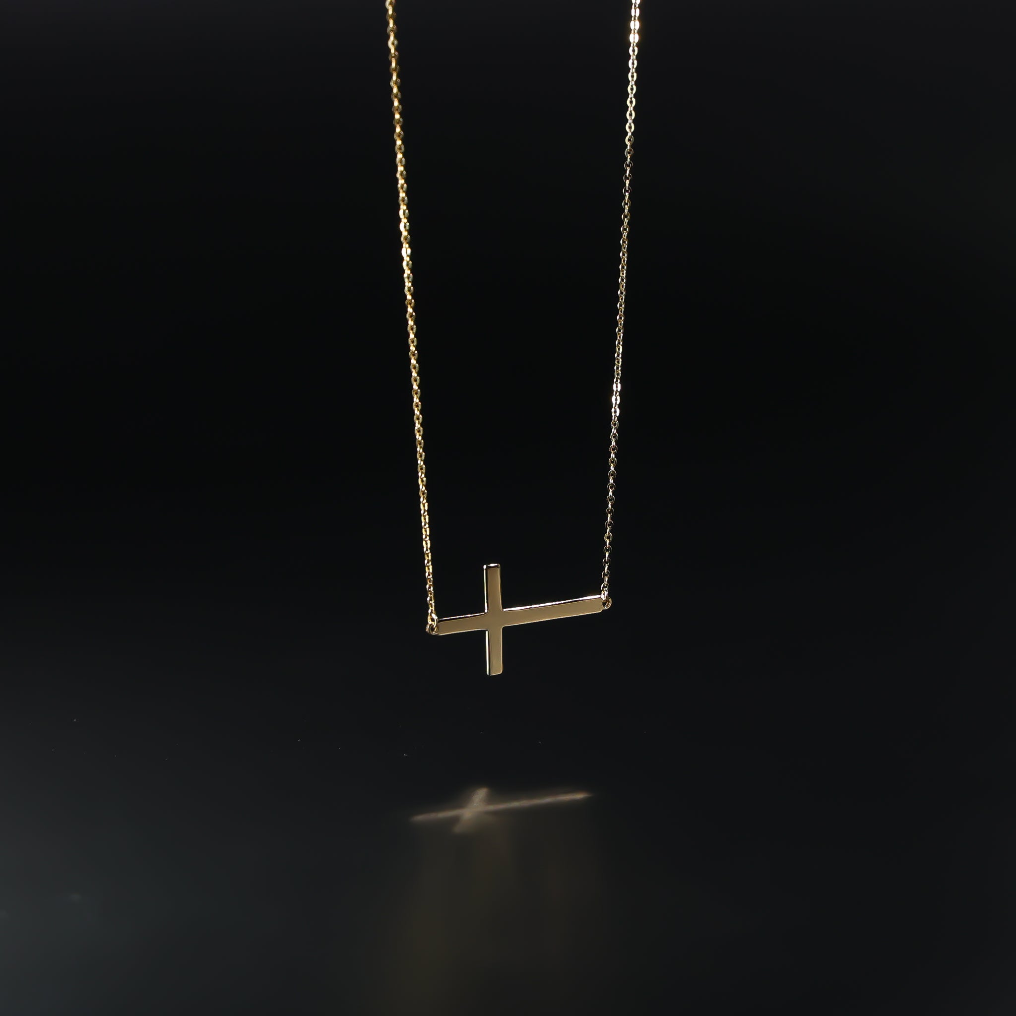 14K Gold Side Way Cross Necklace Model-NK0203 - Charlie & Co. Jewelry