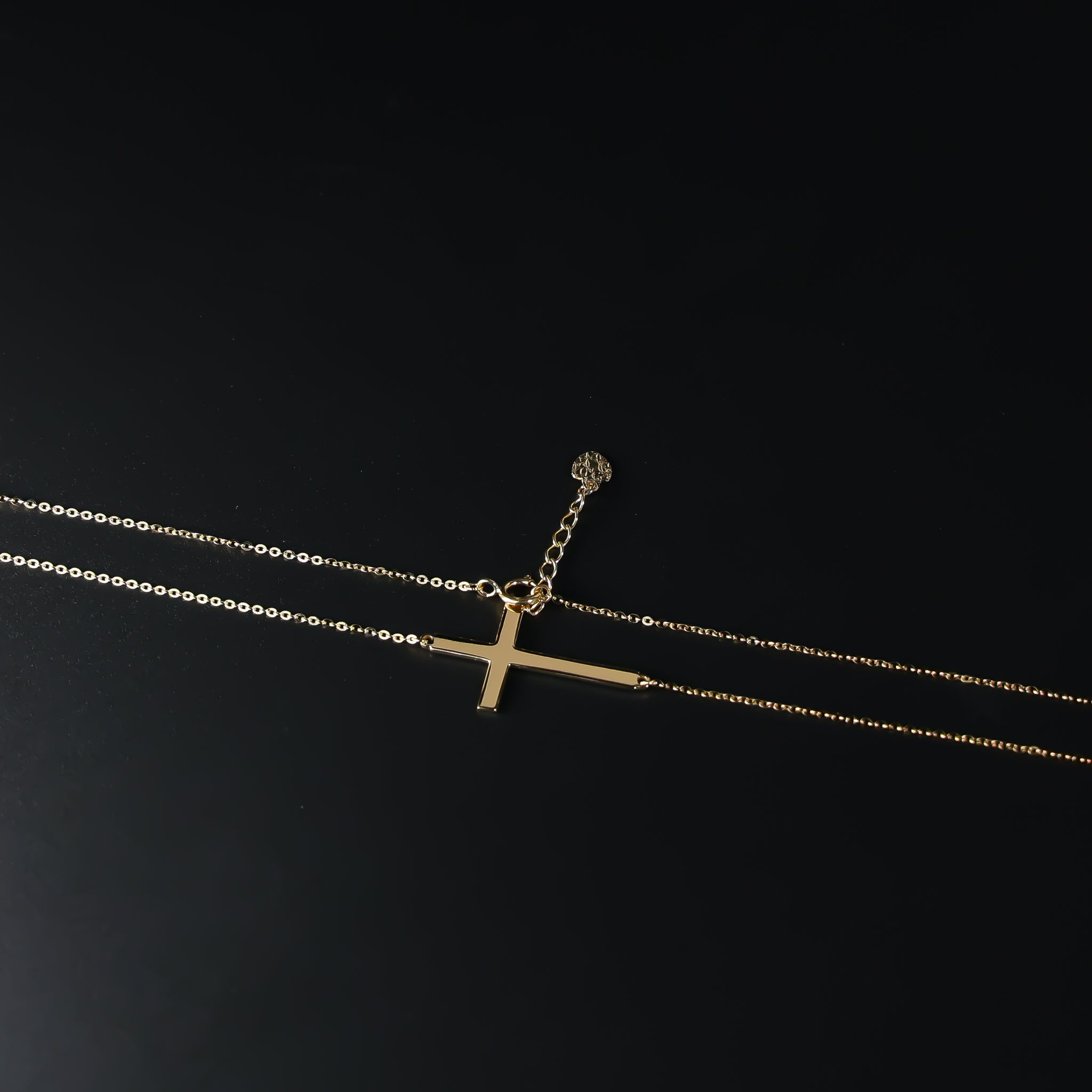 14K Gold Side Way Cross Necklace Model-NK0203 - Charlie & Co. Jewelry