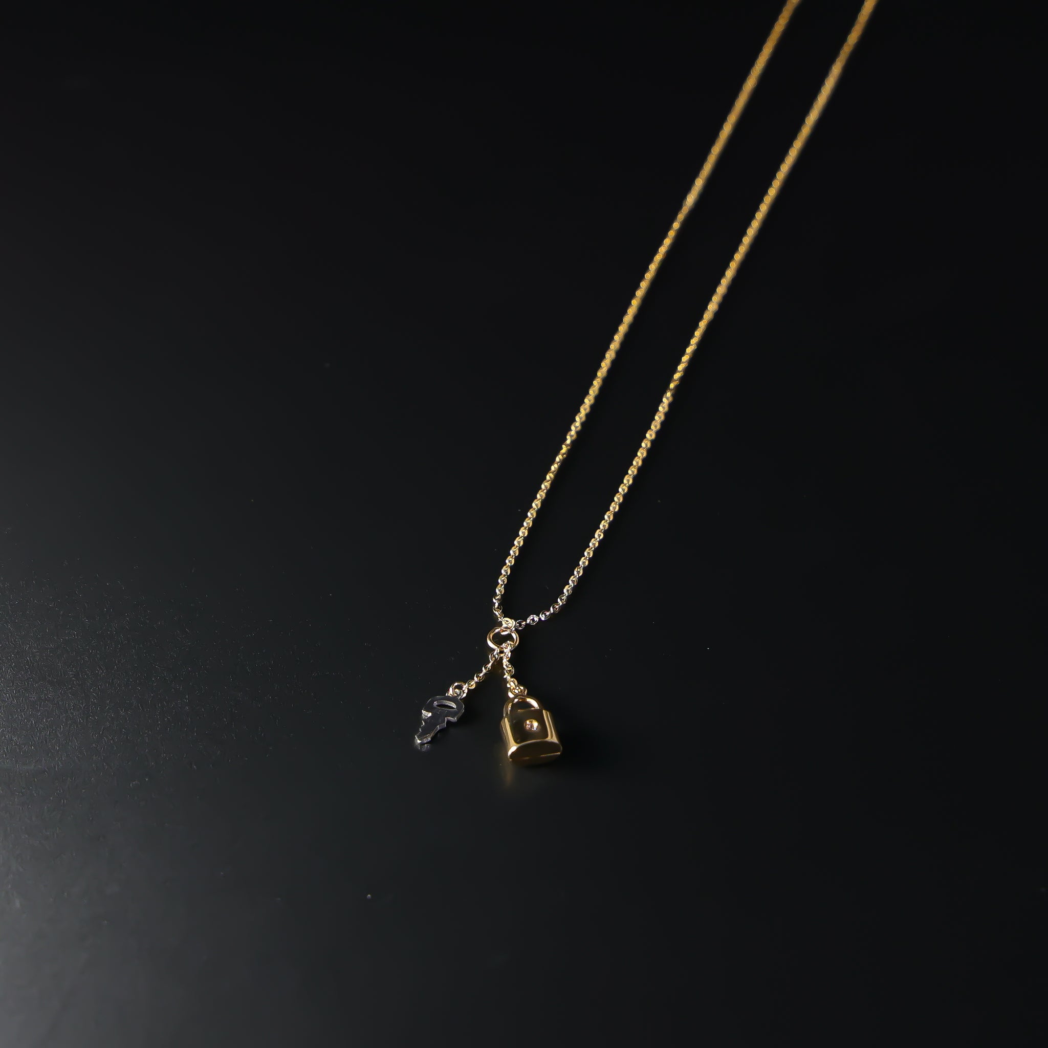 Gold Lock And Key Charm Necklace Model-NK0223 - Charlie & Co. Jewelry