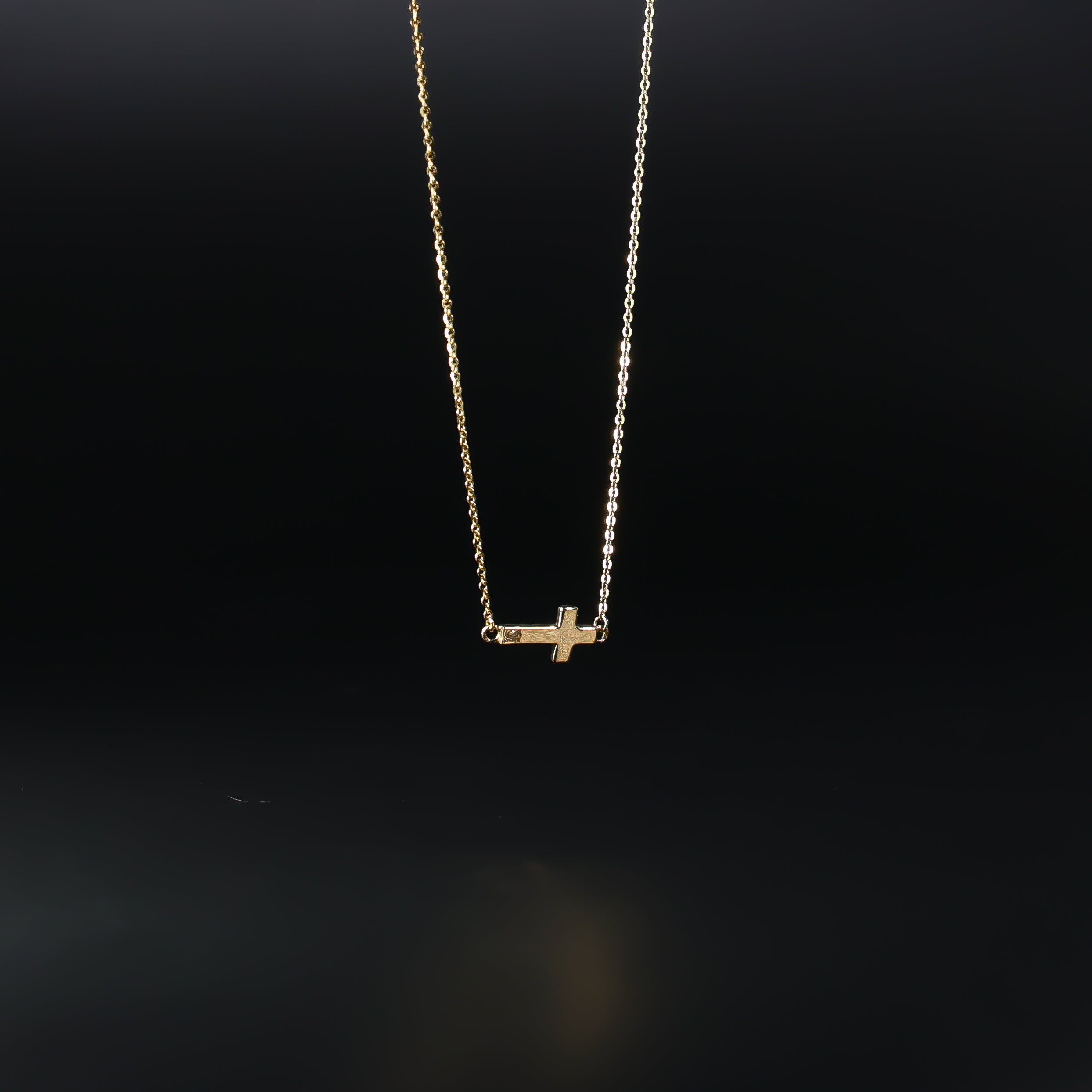 14K Dainty Gold Side Way Cross Necklace Model-NK0209 - Charlie & Co. Jewelry