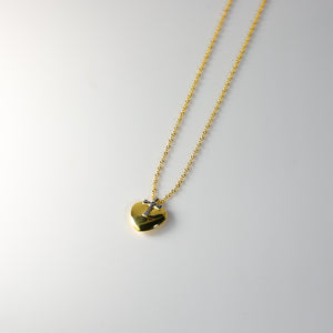 Gold Heart Cross Charm Necklace Model-NK0150 - Charlie & Co. Jewelry