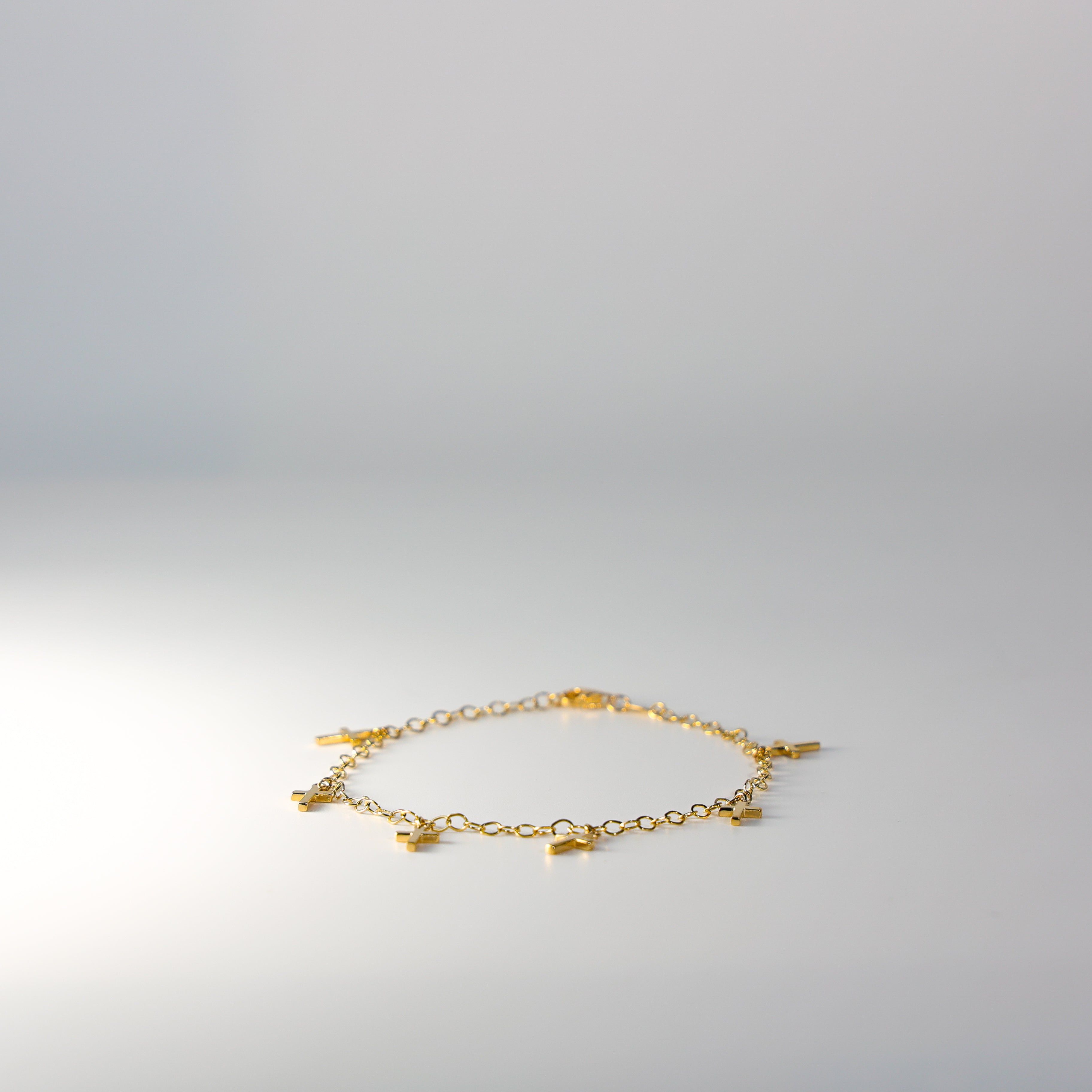 14K Gold Hanging Crosses Bracelet Model-AB0775 - Charlie & Co. Jewelry
