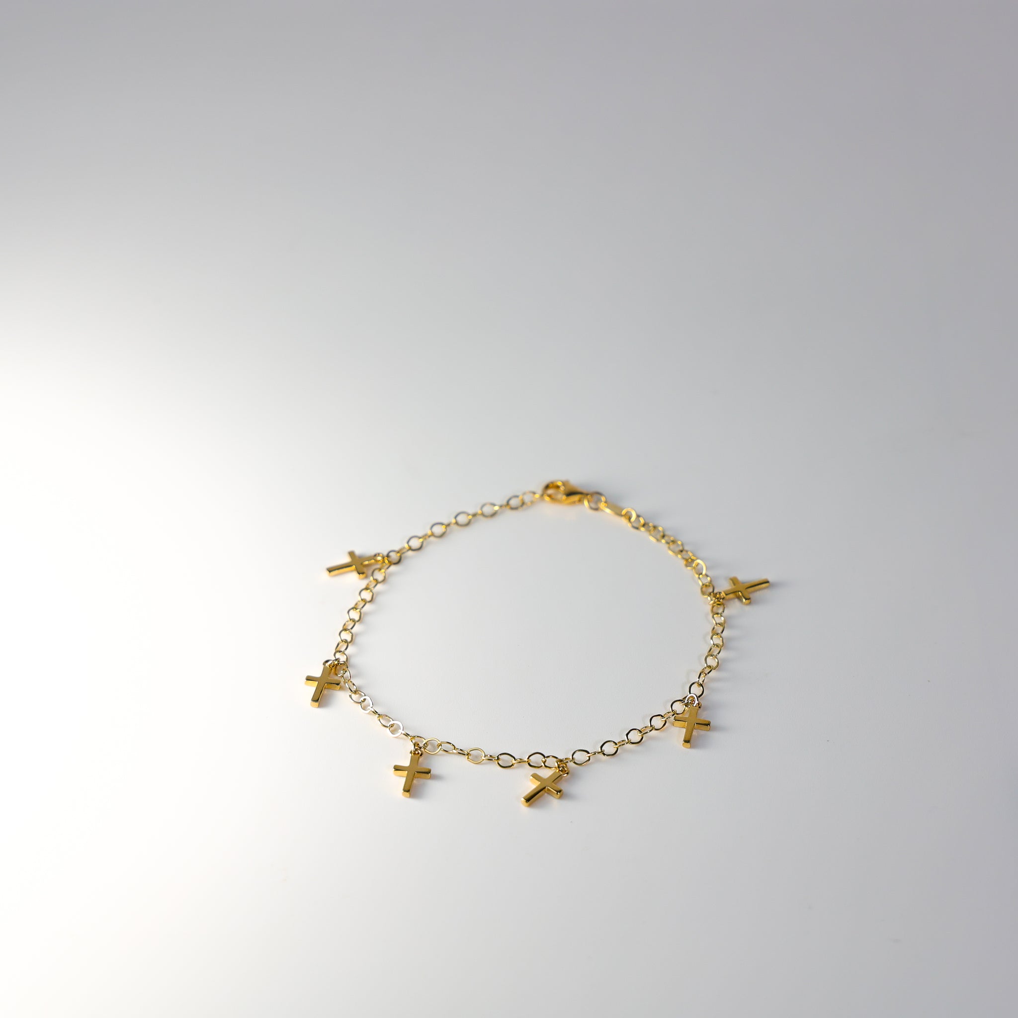 14K Gold Hanging Crosses Bracelet Model-AB0775 - Charlie & Co. Jewelry