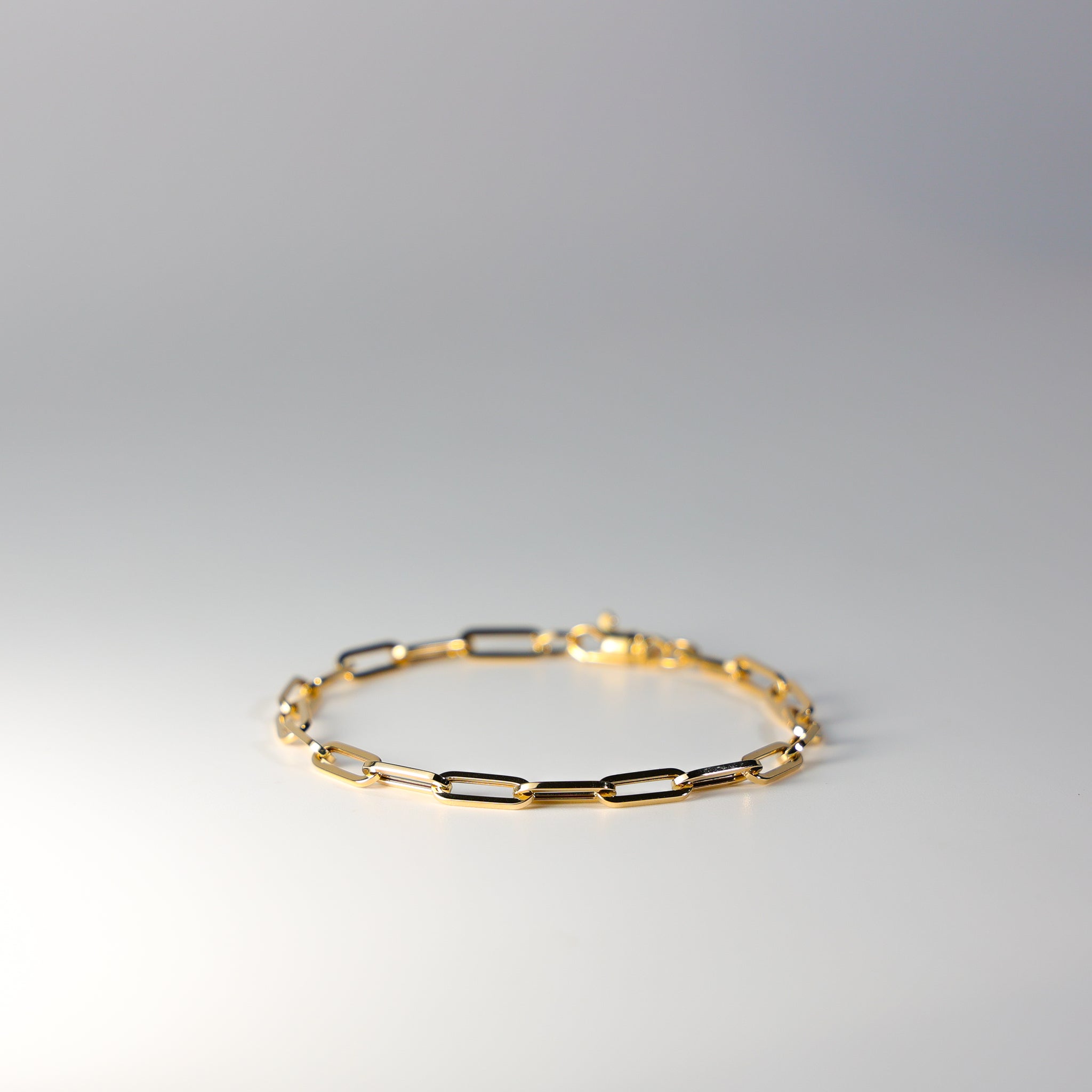 14K 4MM Gold Paperclip Link Bracelet Model-AB0765 - Charlie & Co. Jewelry