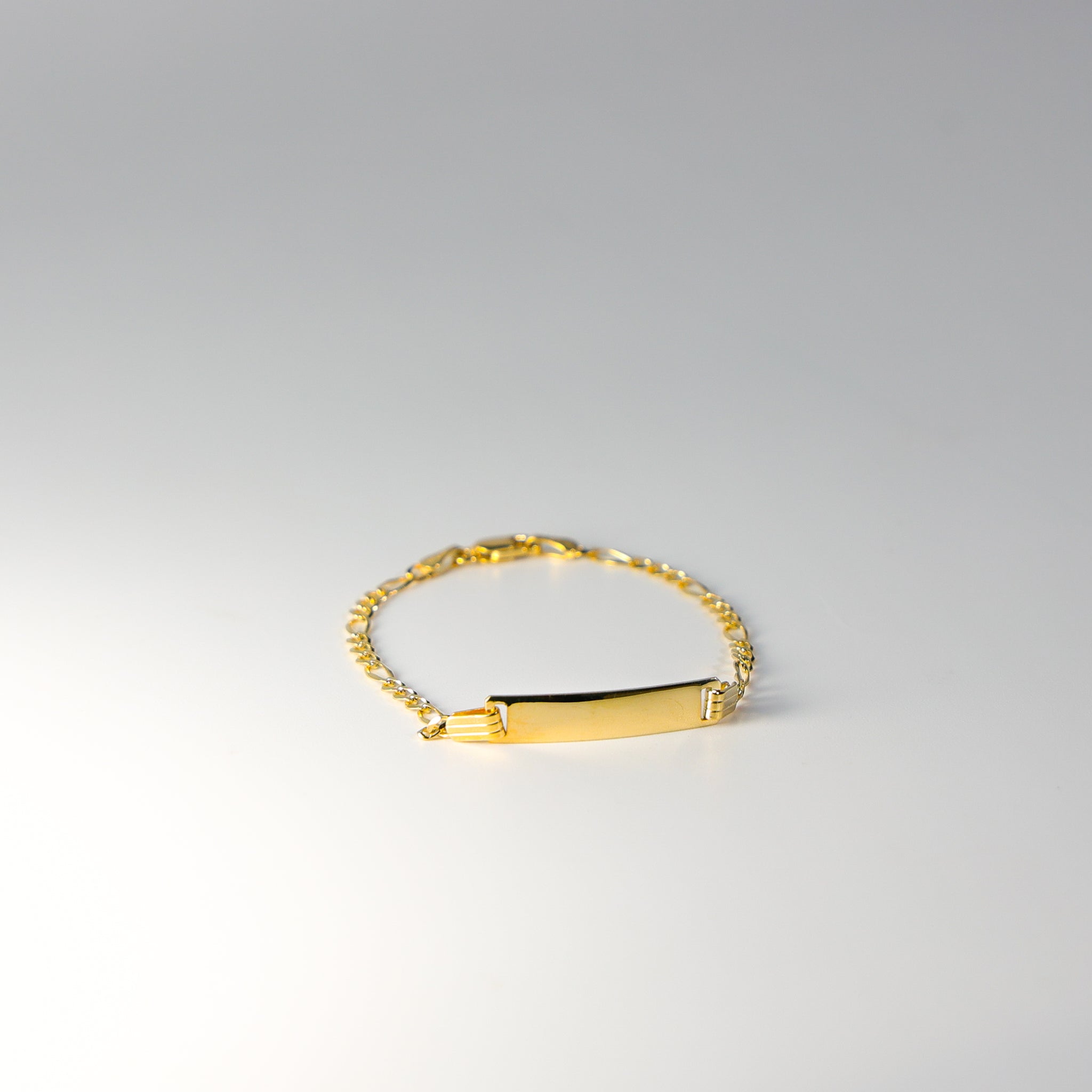14K Gold ID Bracelet Figaro Link Chain 3MM Model AB0103
