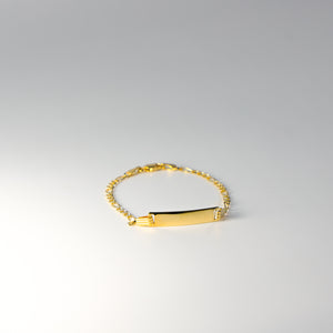 14K Gold ID Bracelet 3MM Figaro Link Chain Model-AB0103 - Charlie & Co. Jewelry