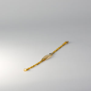 14K Gold Figaro Link ID Bracelet 3MM Diamond Cut Model-AB105 - Charlie & Co. Jewelry