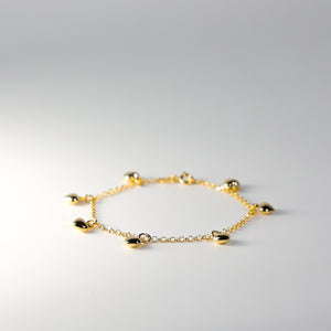 14K Gold Hanging Hearts Bracelet Model-AB0276 - Charlie & Co. Jewelry