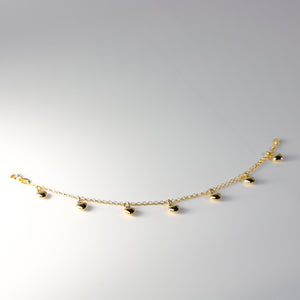 14K Gold Hanging Hearts Bracelet Model-AB0276 - Charlie & Co. Jewelry