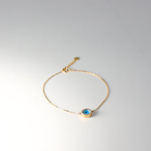14K Gold Evil Eye Chain Bracelet Model-AB0560 - Charlie & Co. Jewelry
