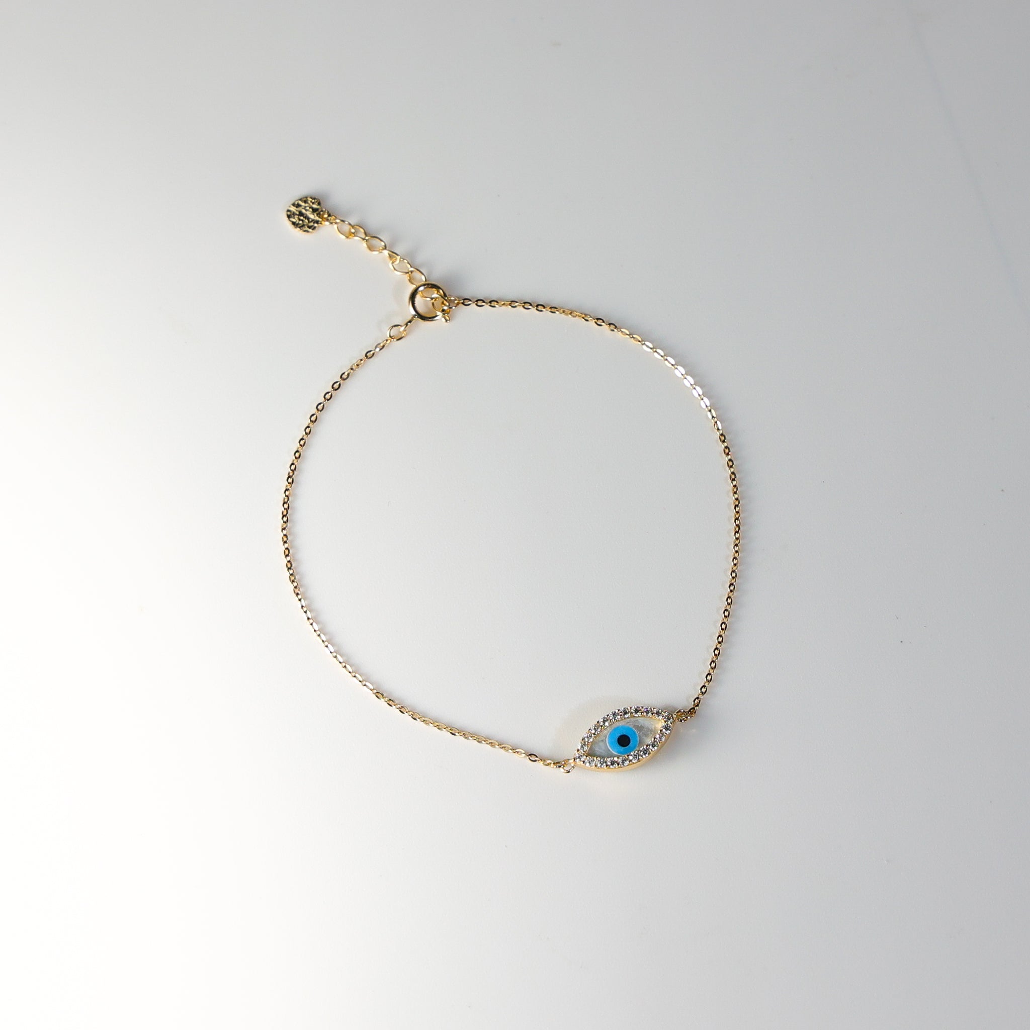 14K Gold Evil Eye Chain Bracelet Model-AB0559 - Charlie & Co. Jewelry