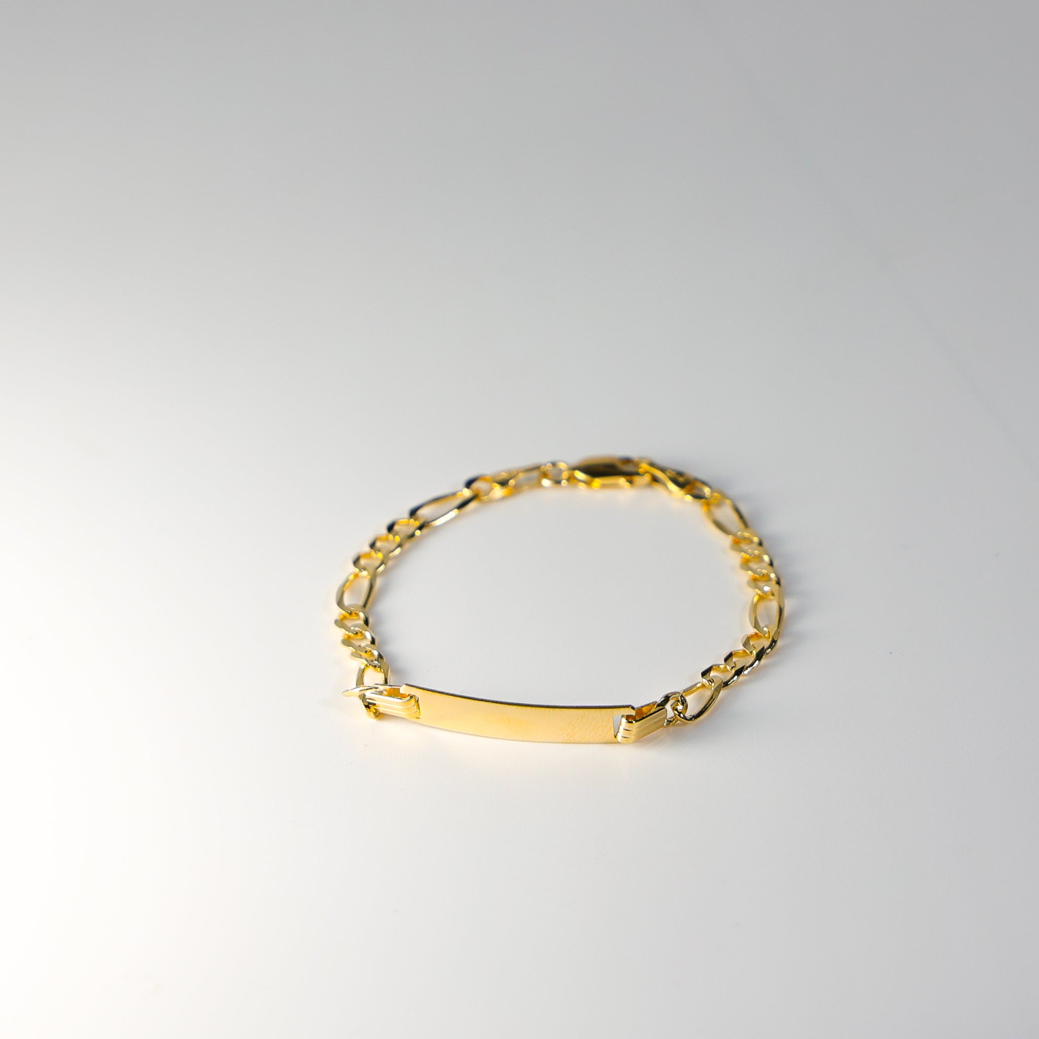 14K Gold ID Bracelet 4MM Figaro Link Model-AB0101 - Charlie & Co. Jewelry