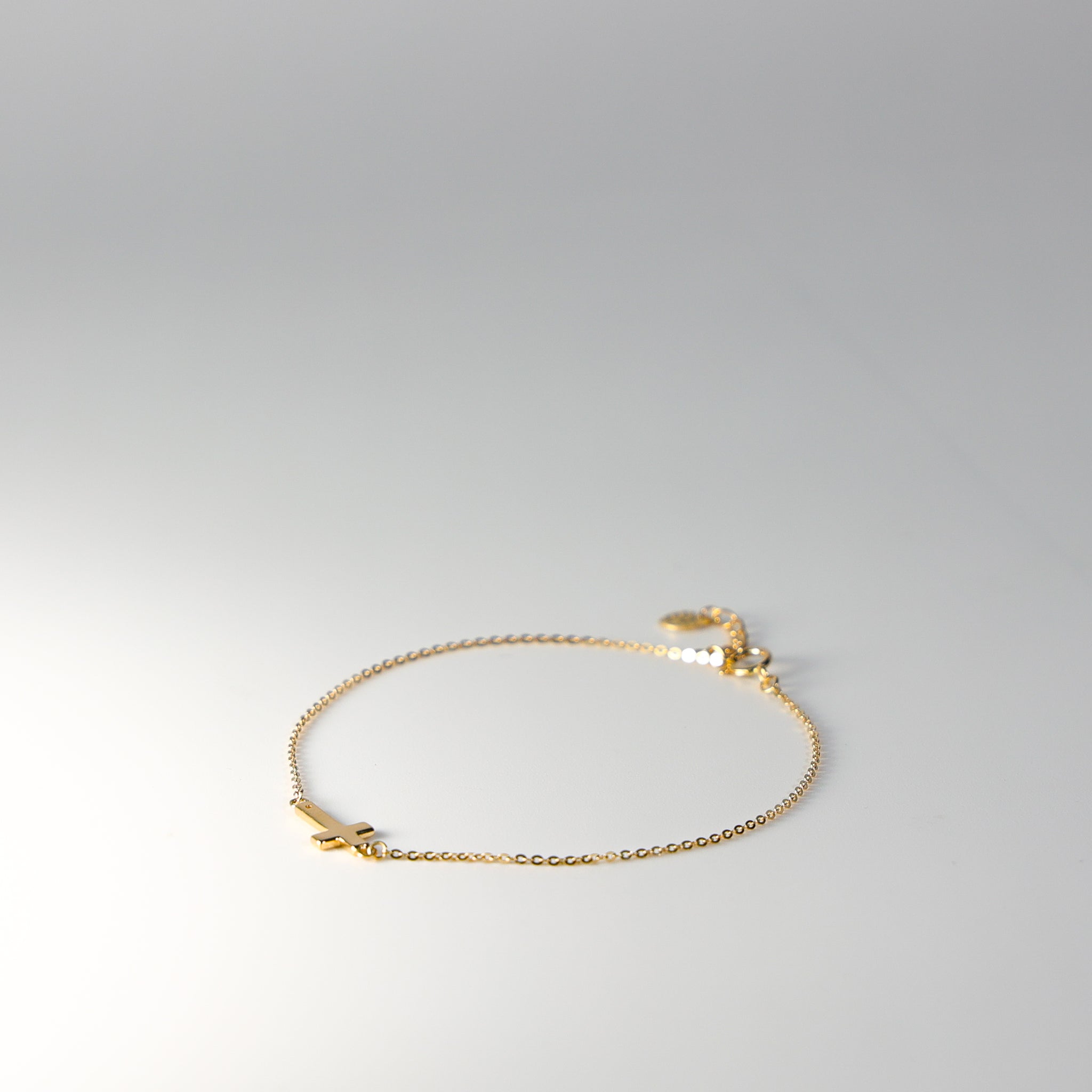 14K Gold Bracelet With Side Way Cross Model-AB0317 - Charlie & Co. Jewelry