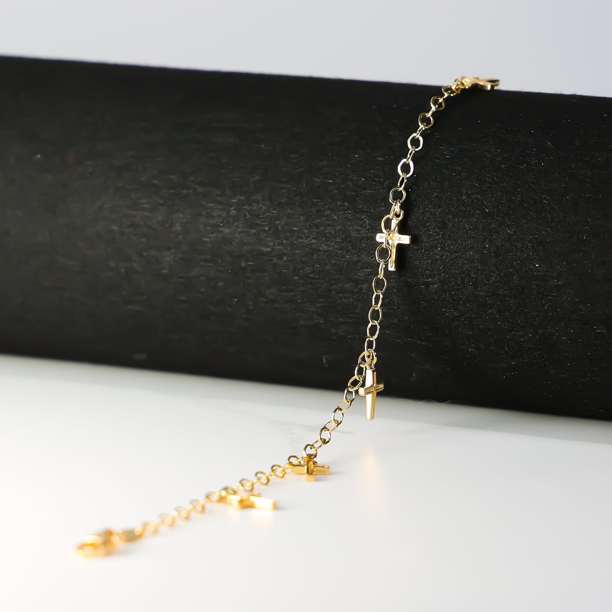 14K Gold Hanging Crosses Bracelet Model-AB0775 - Charlie & Co. Jewelry