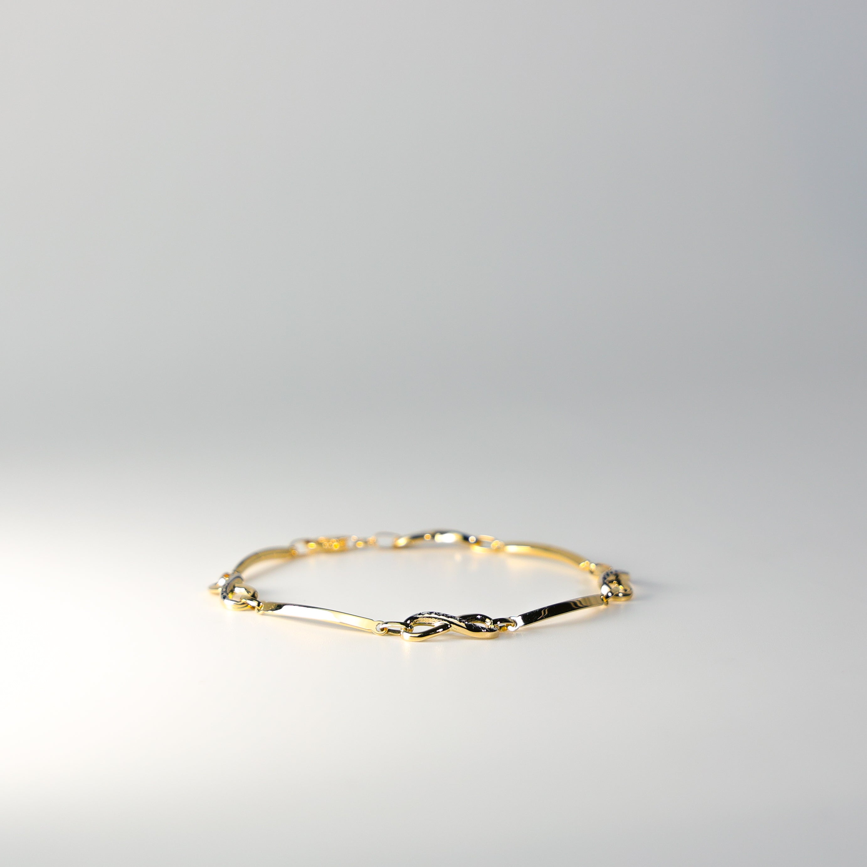14K Gold Infinity Charms Bracelet Model-AB0684 - Charlie & Co. Jewelry