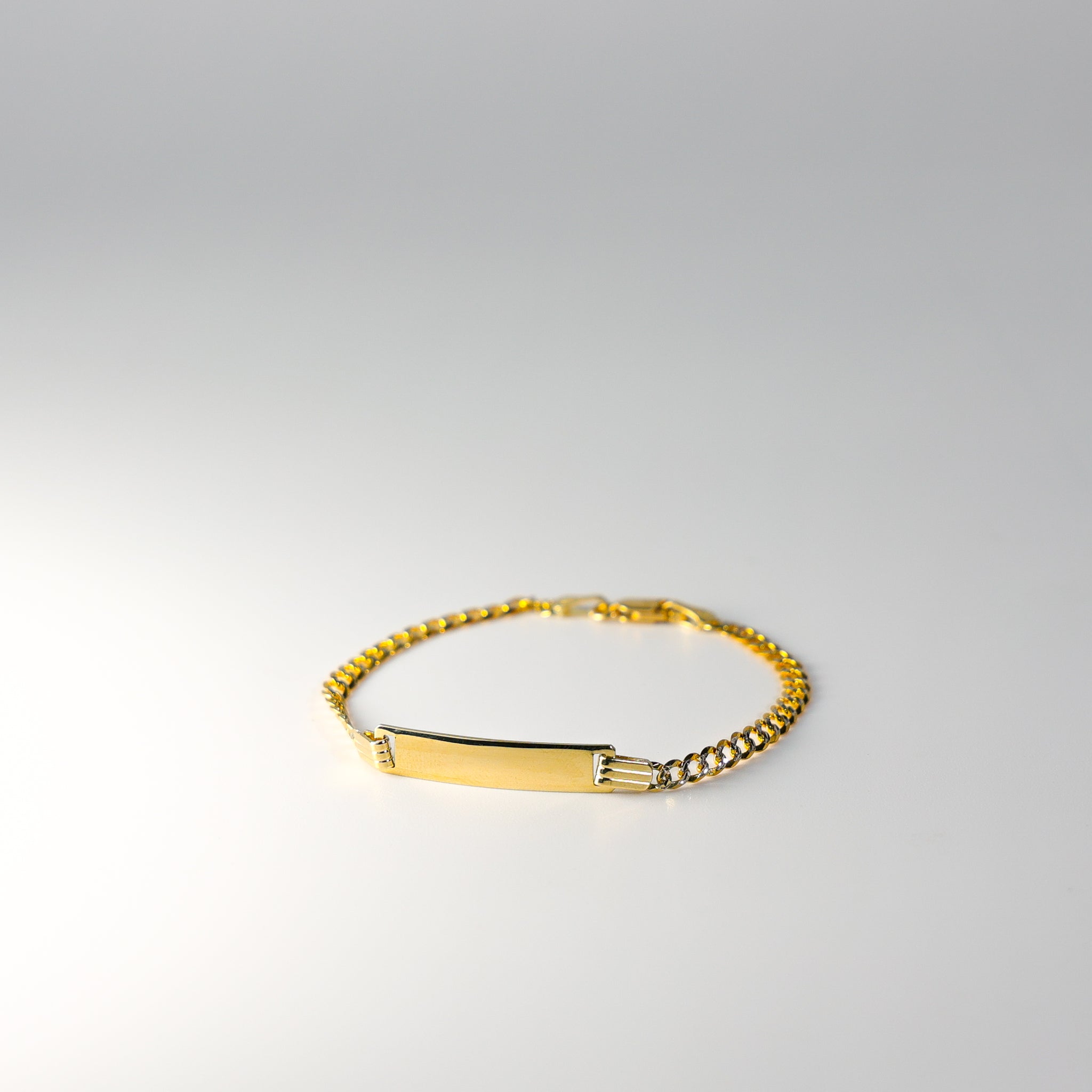 14K Gold ID Bracelet 3MM Cuban Link Chain Diamond Cut Model-AB109 - Charlie & Co. Jewelry