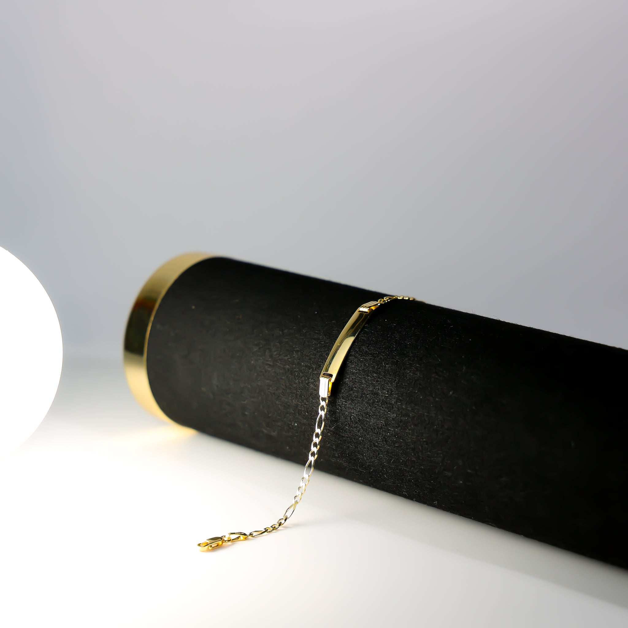 14K Gold ID Bracelet 3MM Figaro Link Chain Model-AB0103 - Charlie & Co. Jewelry