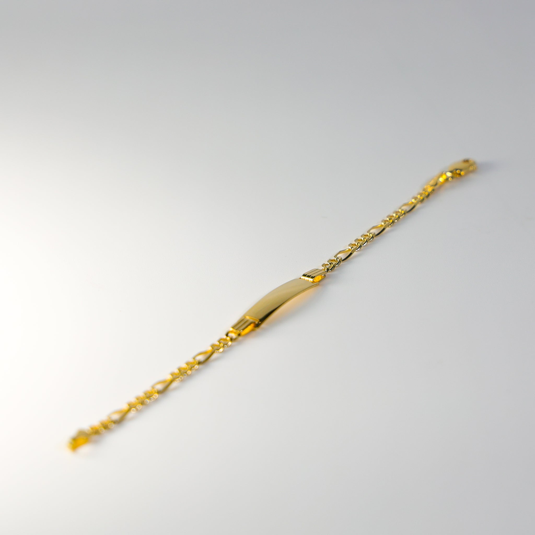 14K Gold ID Bracelet 3MM Figaro Link Model-AB0102 - Charlie & Co. Jewelry