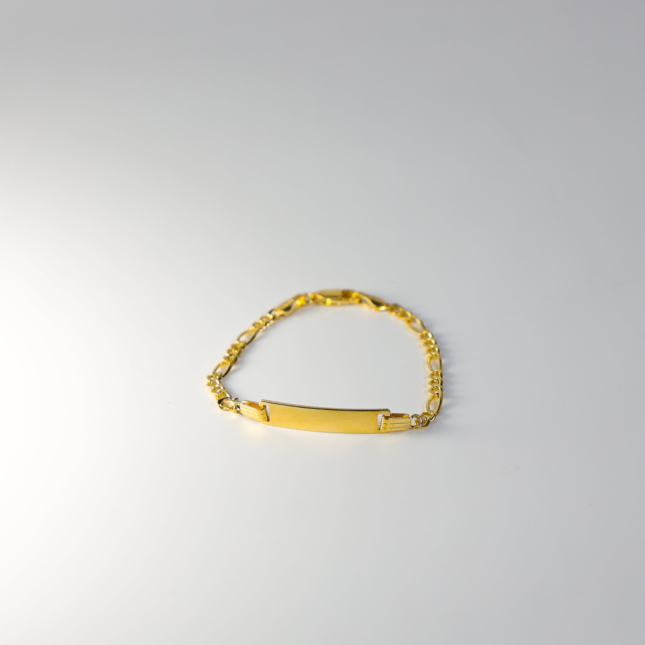 14K Gold ID Bracelet 3MM Figaro Link Model-AB0102 - Charlie & Co. Jewelry
