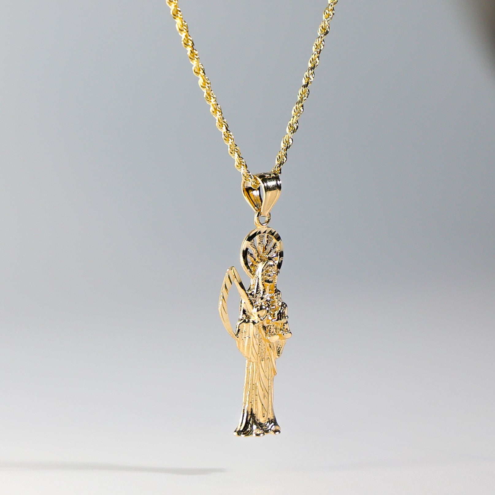 Gold Religious Santa Muerte/Devil Pendant Model-1158 - Charlie & Co. Jewelry