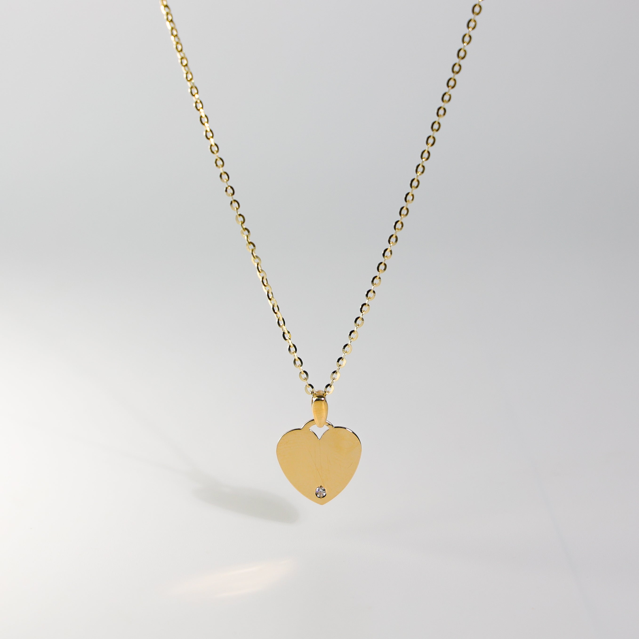 14K Gold Engravable Plate Heart Pendant Model-2420 - Charlie & Co. Jewelry