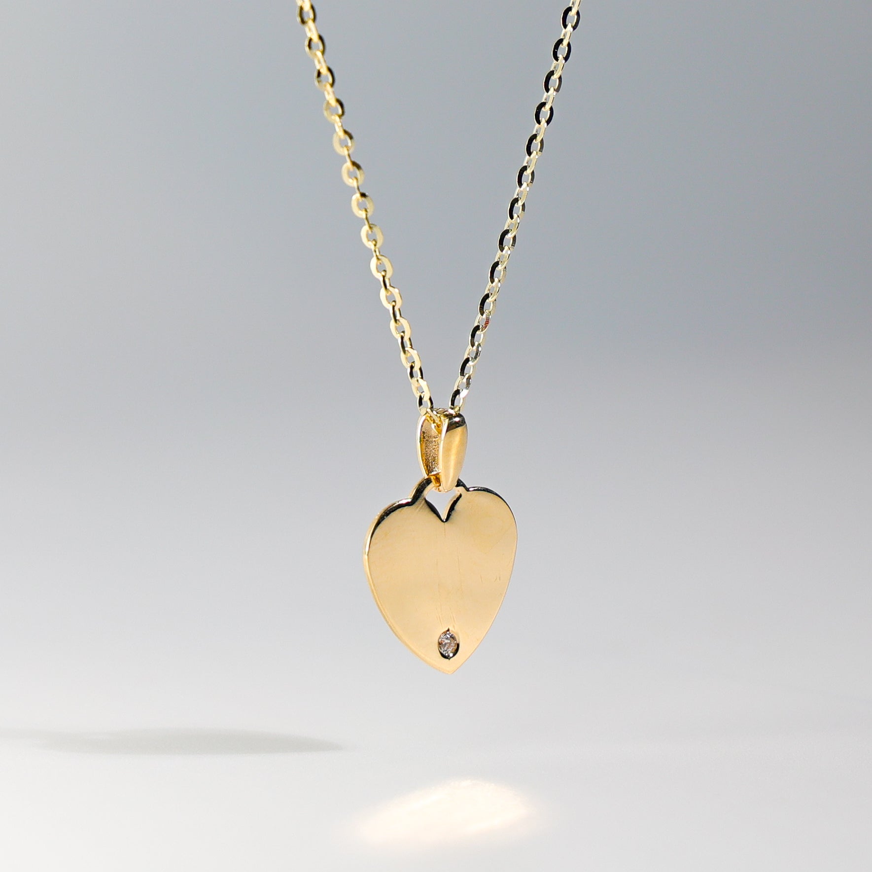 14K Gold Engravable Plate Heart Pendant Model-2420 - Charlie & Co. Jewelry