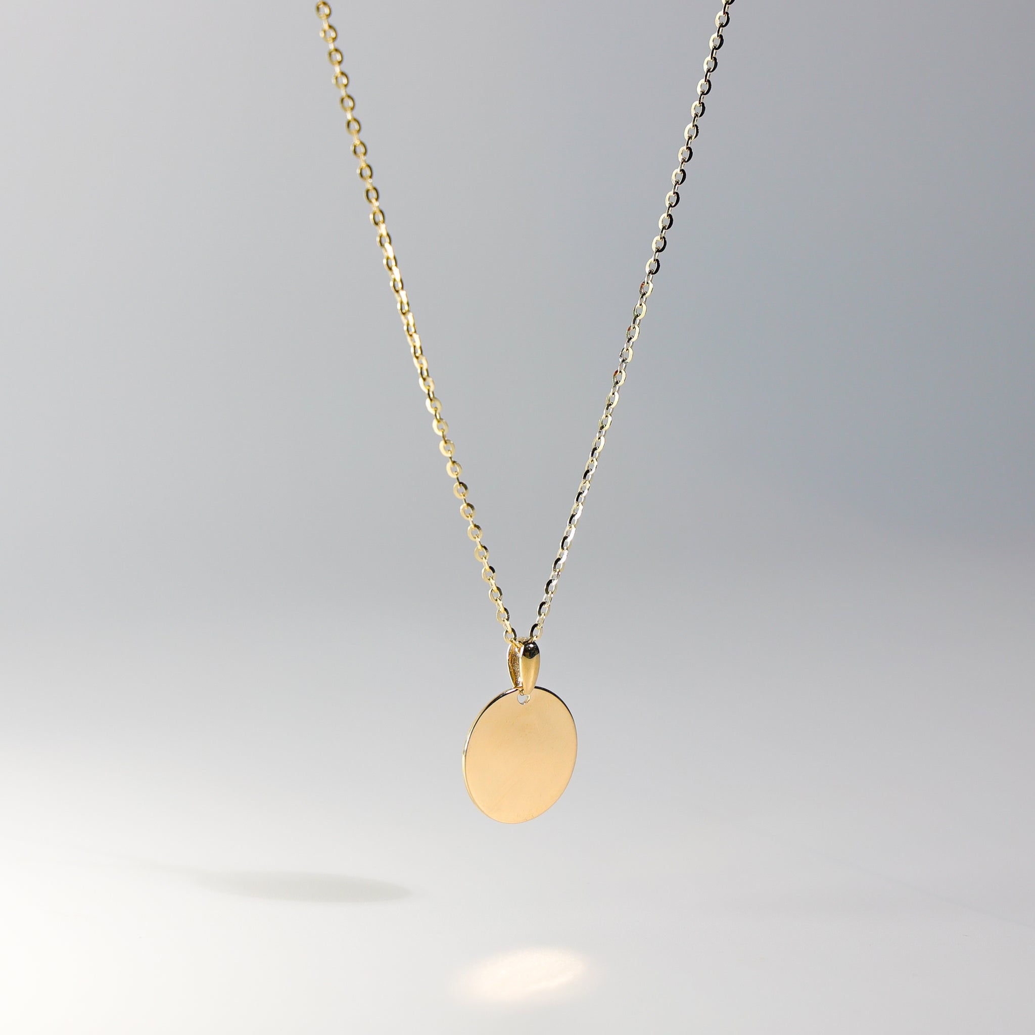 14K Gold Engravable Plate Round Pendant Model-2424 - Charlie & Co. Jewelry