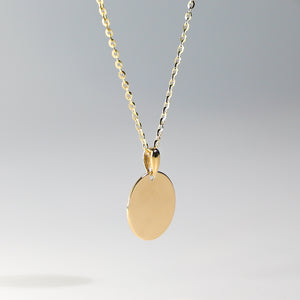 14K Gold Engravable Plate Round Pendant Model-2424 - Charlie & Co. Jewelry