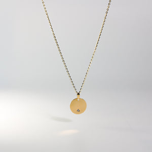 14K Gold Engravable Plate Round Pendant Model-2417 - Charlie & Co. Jewelry