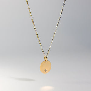 14K Gold Engravable Plate Round Pendant Model-2417 - Charlie & Co. Jewelry