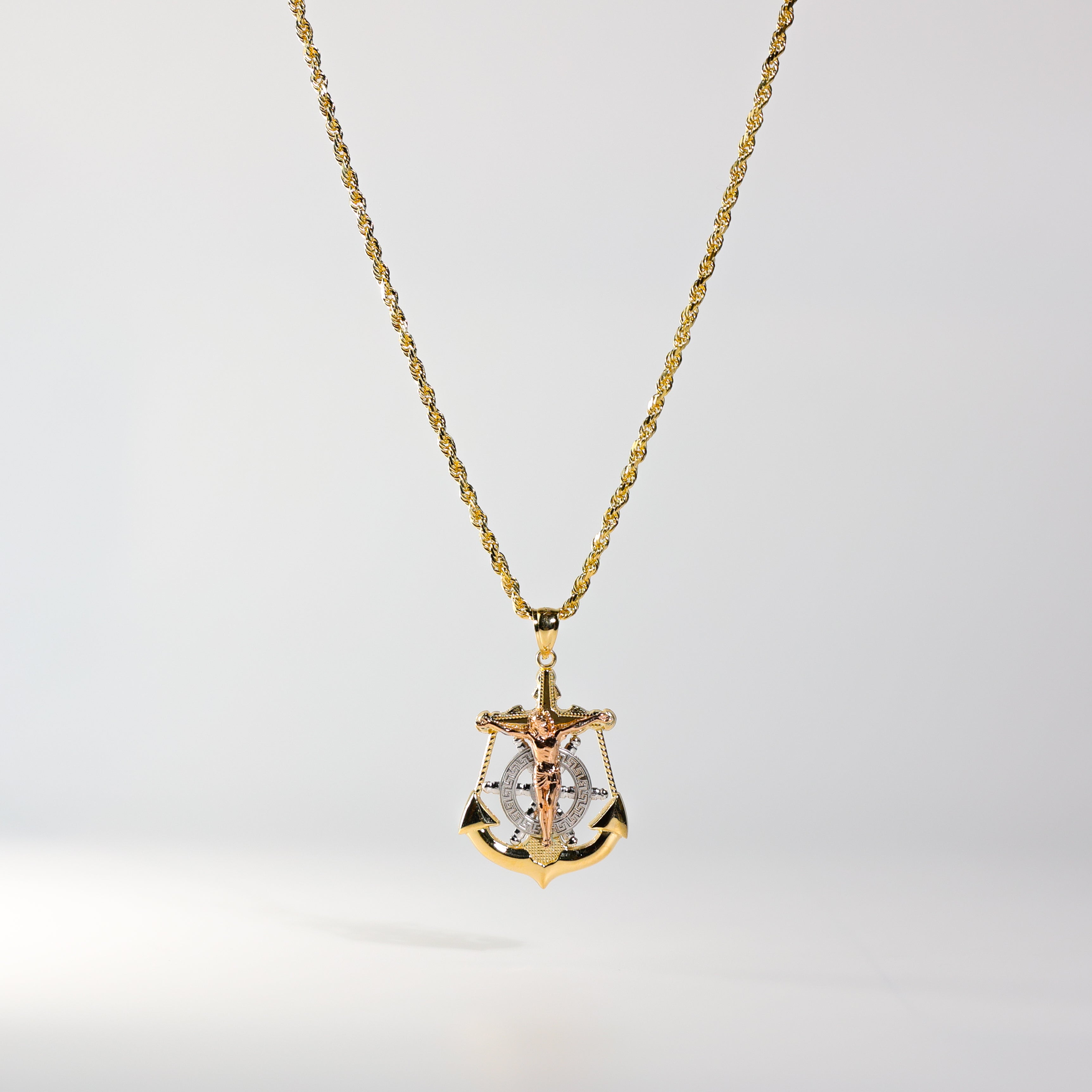 Gold Crucifix Anchor Mariner Pendant Model-0113 - Charlie & Co. Jewelry