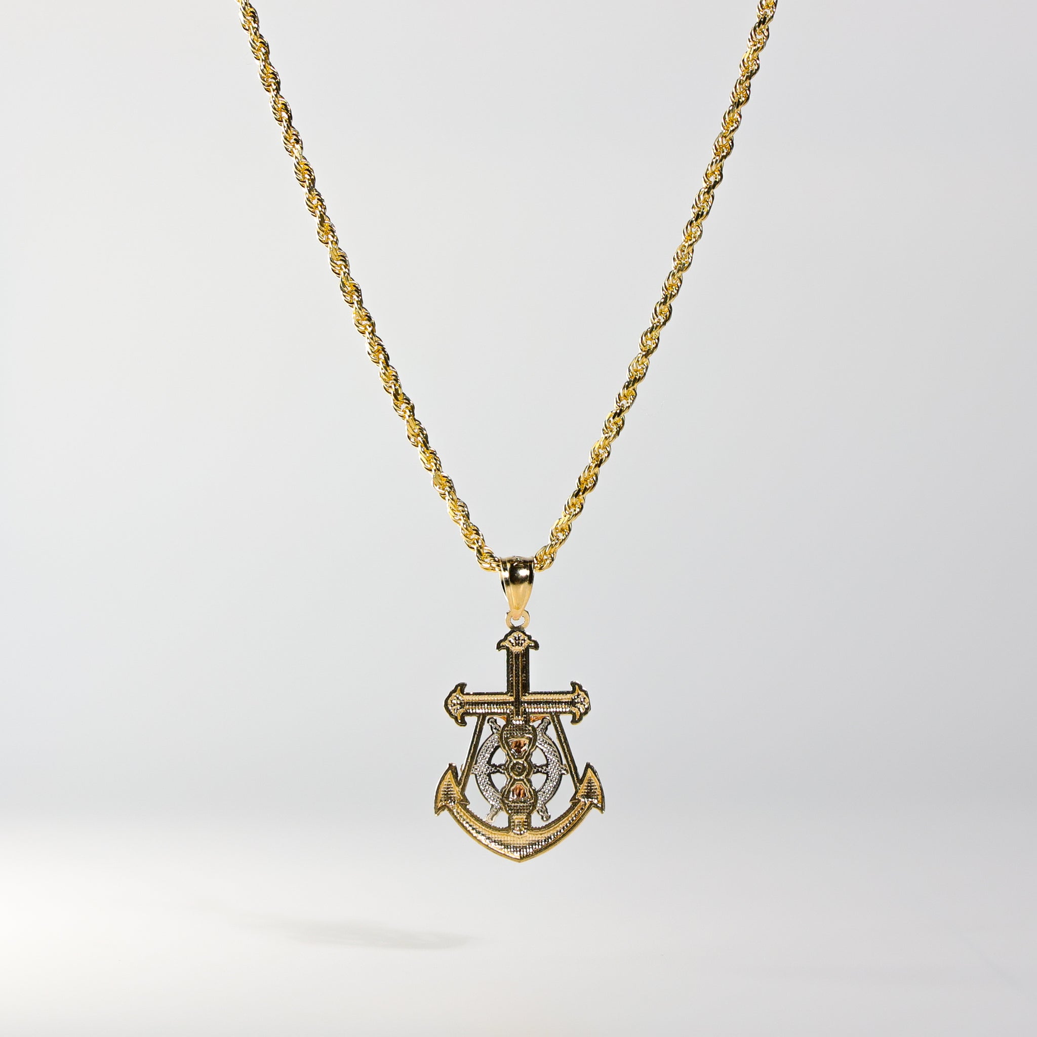 Gold Mariner Crucifix Anchor Pendant Model-0112 - Charlie & Co. Jewelry