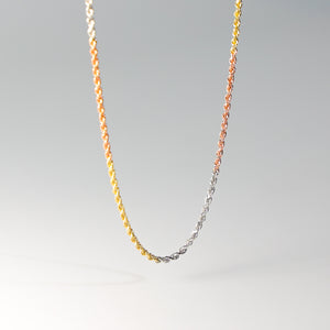 1.5mm Solid 14K Gold Tri Colors Rope Chain Model-0392 - Charlie & Co. Jewelry