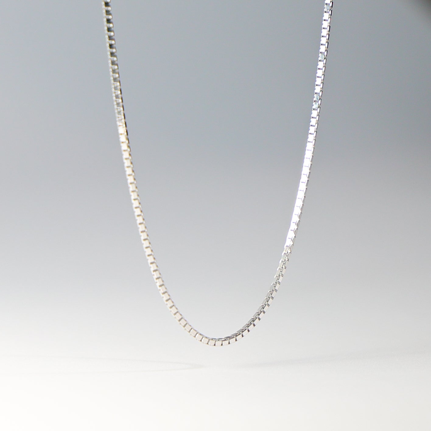 1mm 14K Solid White Gold Box Chain Model-0259 - Charlie & Co. Jewelry