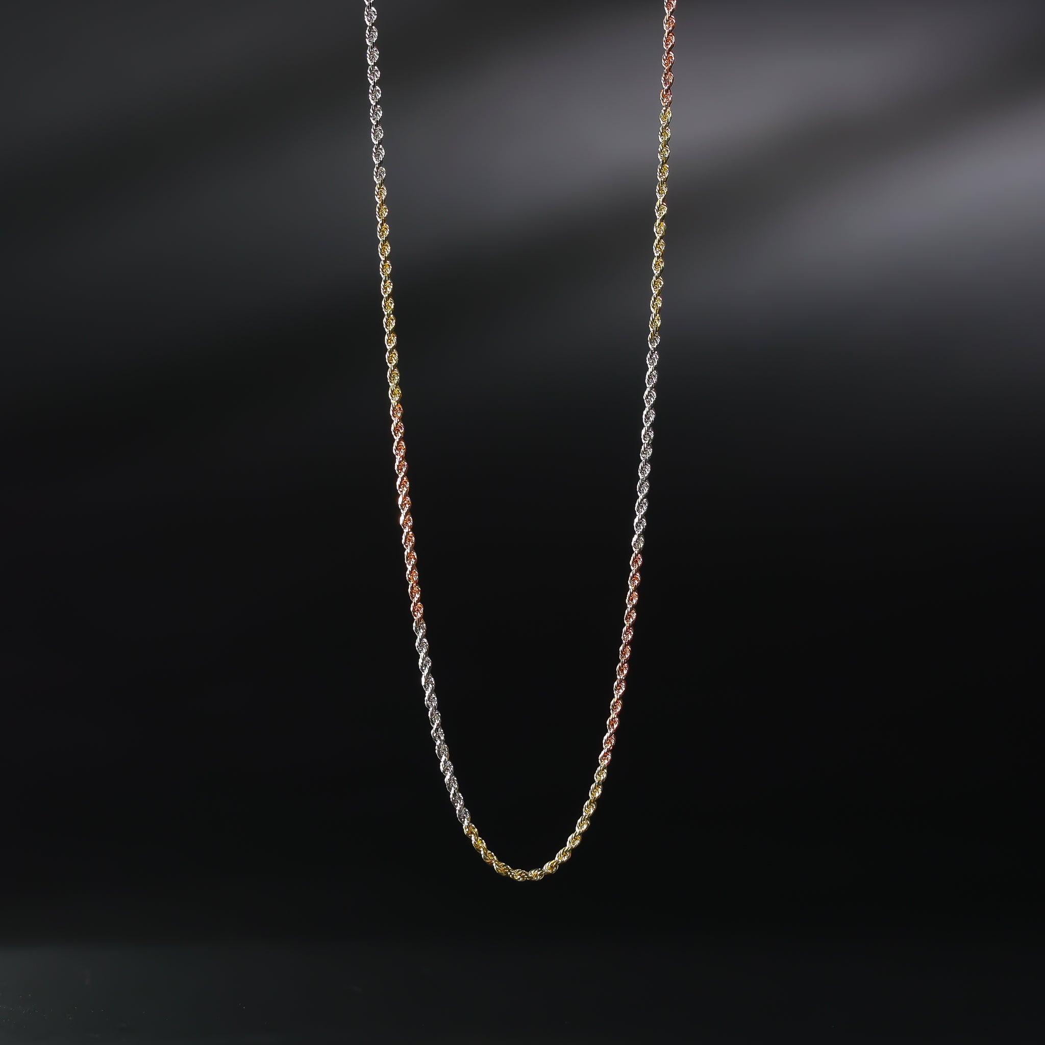1.5mm Solid 14K Gold Tri Colors Rope Chain Model-0392 - Charlie & Co. Jewelry