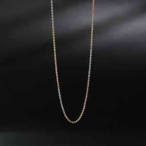 1.5mm Solid 14K Gold Tri Colors Rope Chain Model-0392 - Charlie & Co. Jewelry
