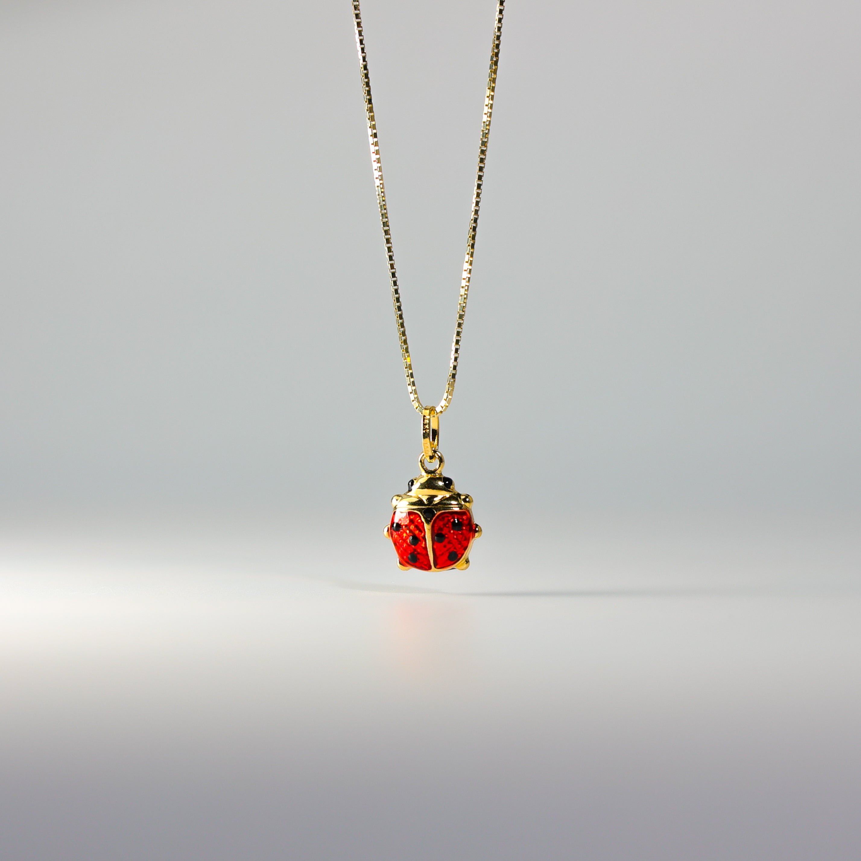 Gold Lady Bug Enamel Pendant Model-504 - Charlie & Co. Jewelry