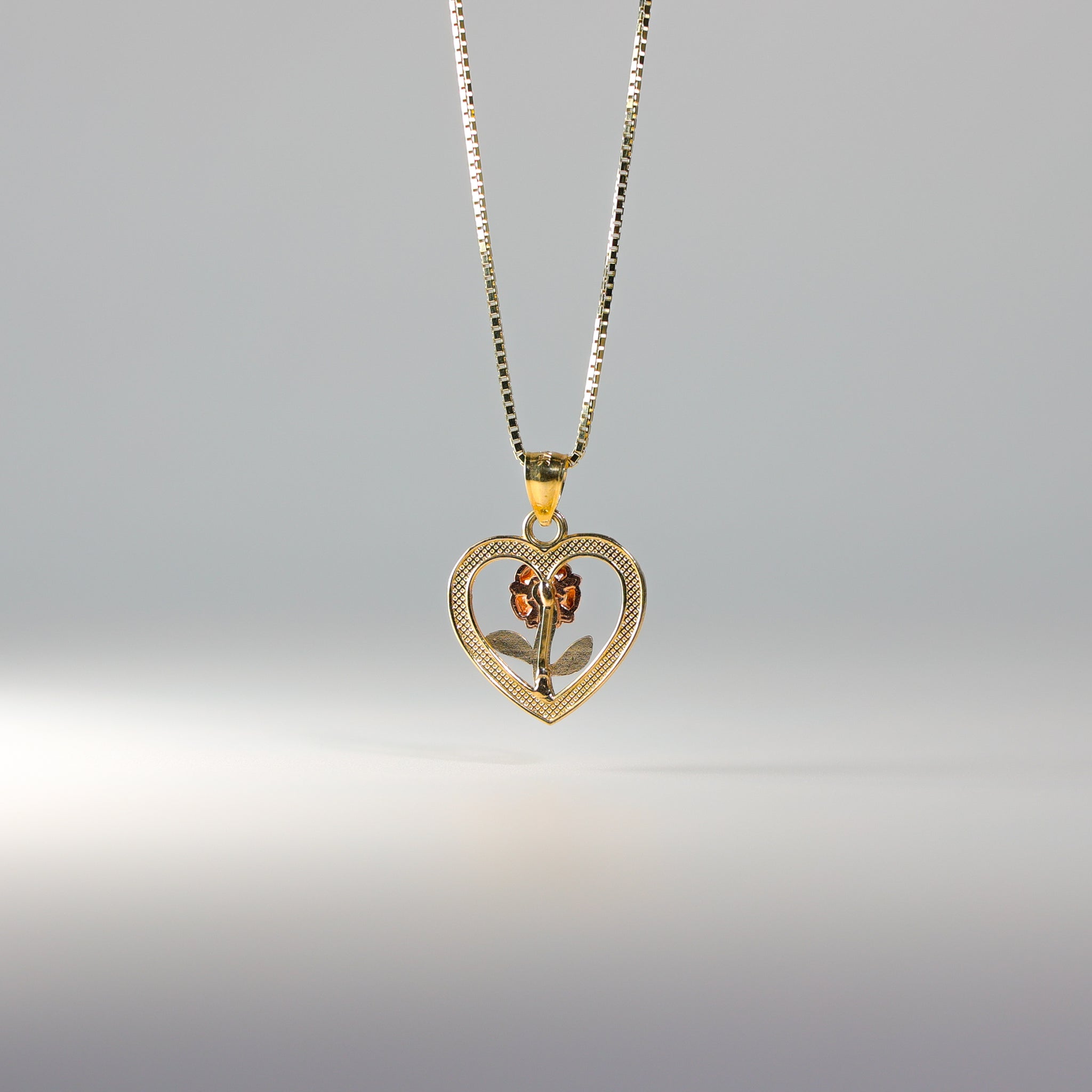 Gold Flower Heart Pendant Model-394 - Charlie & Co. Jewelry
