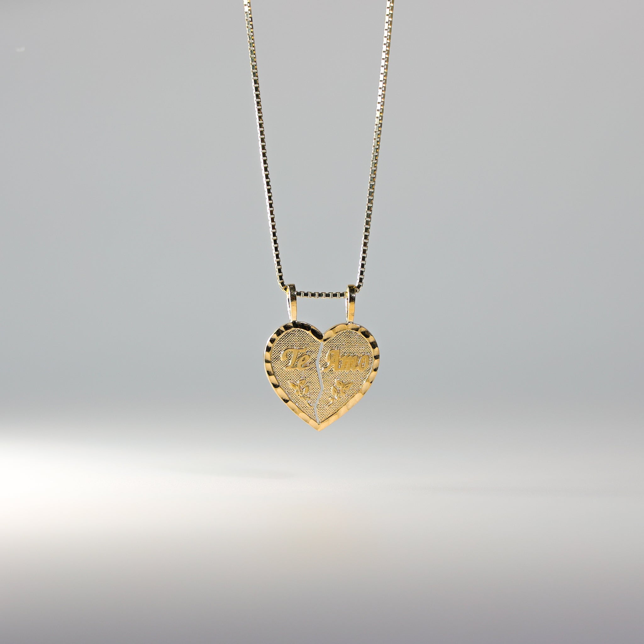 Gold Te Amo Heart 2 Piece Pendant Model-1811 - Charlie & Co. Jewelry