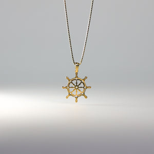 Gold Two Tone Boat Wheel Pendant Model-2333 - Charlie & Co. Jewelry
