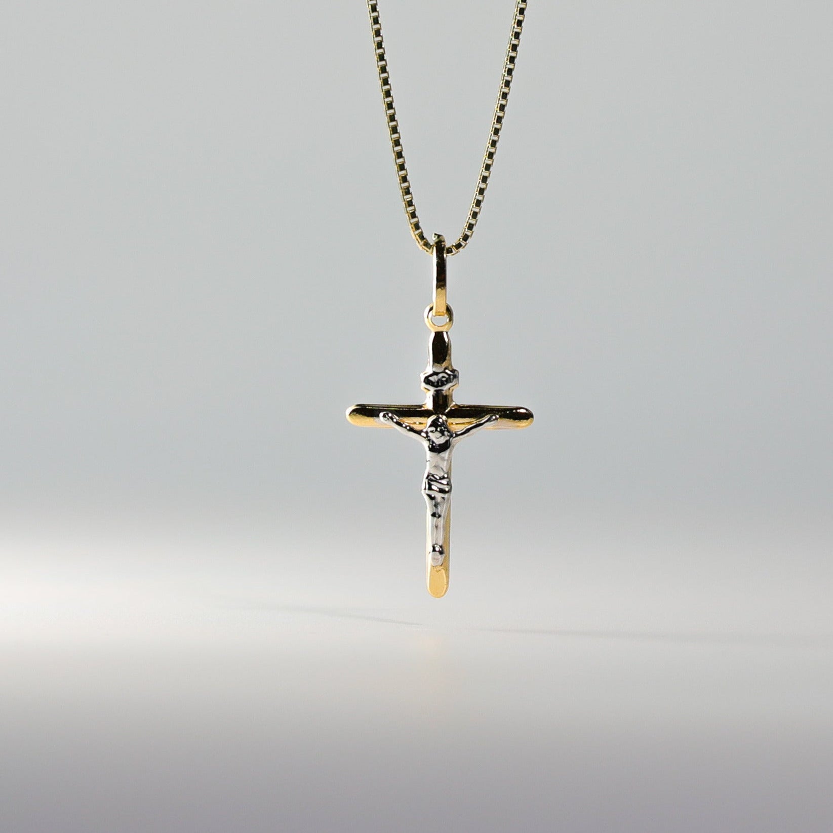 Gold Half Tube Crucifix Cross Pendant Model-0008 - Charlie & Co. Jewelry